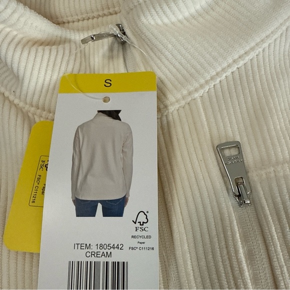 Andrew Marc Women's Ribbed Full Zip Jacket With Pockets-Cream, Size  S - Picture 3 of 3